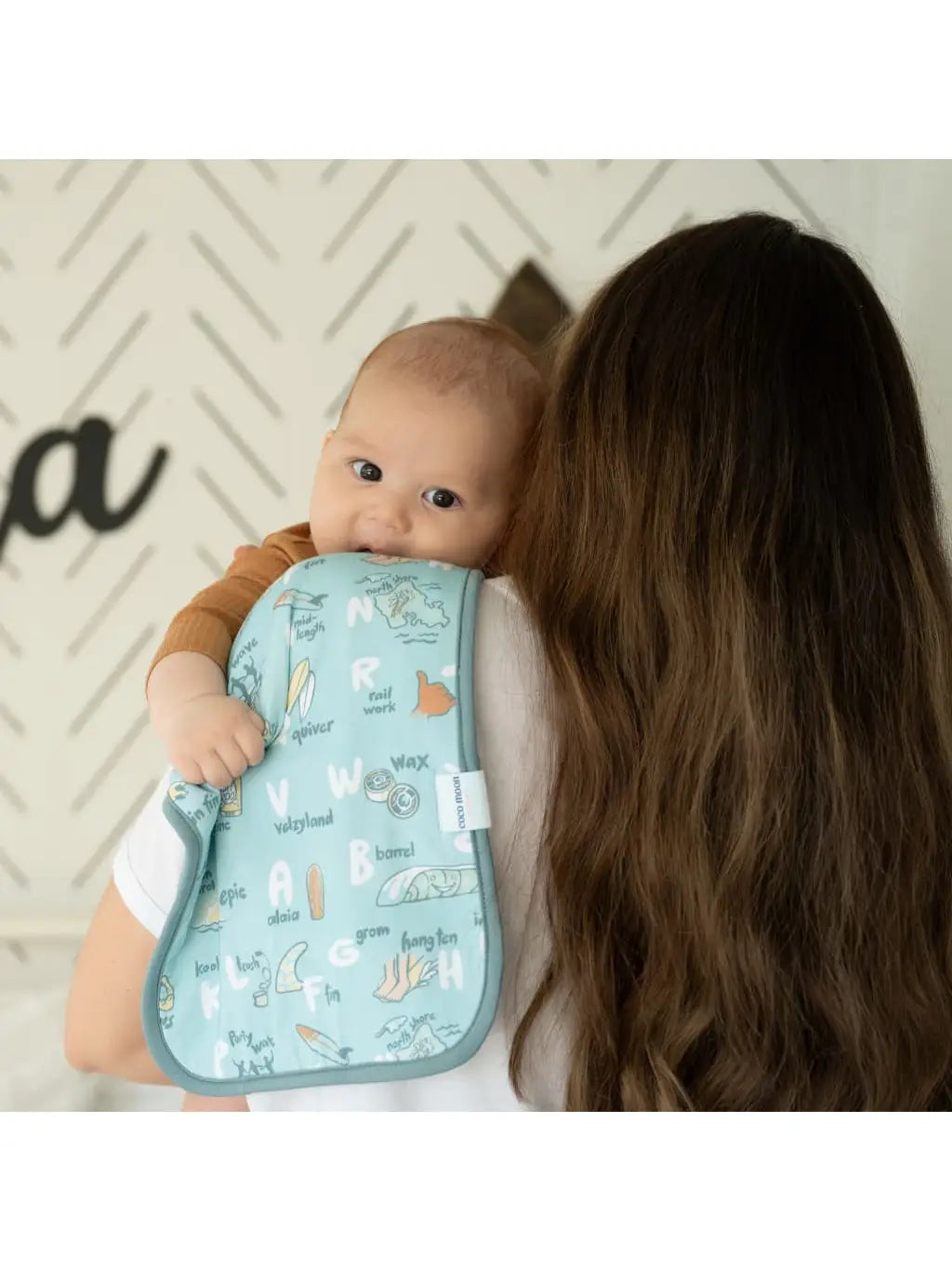 Surfing Alphabet Bamboo Burp Cloth