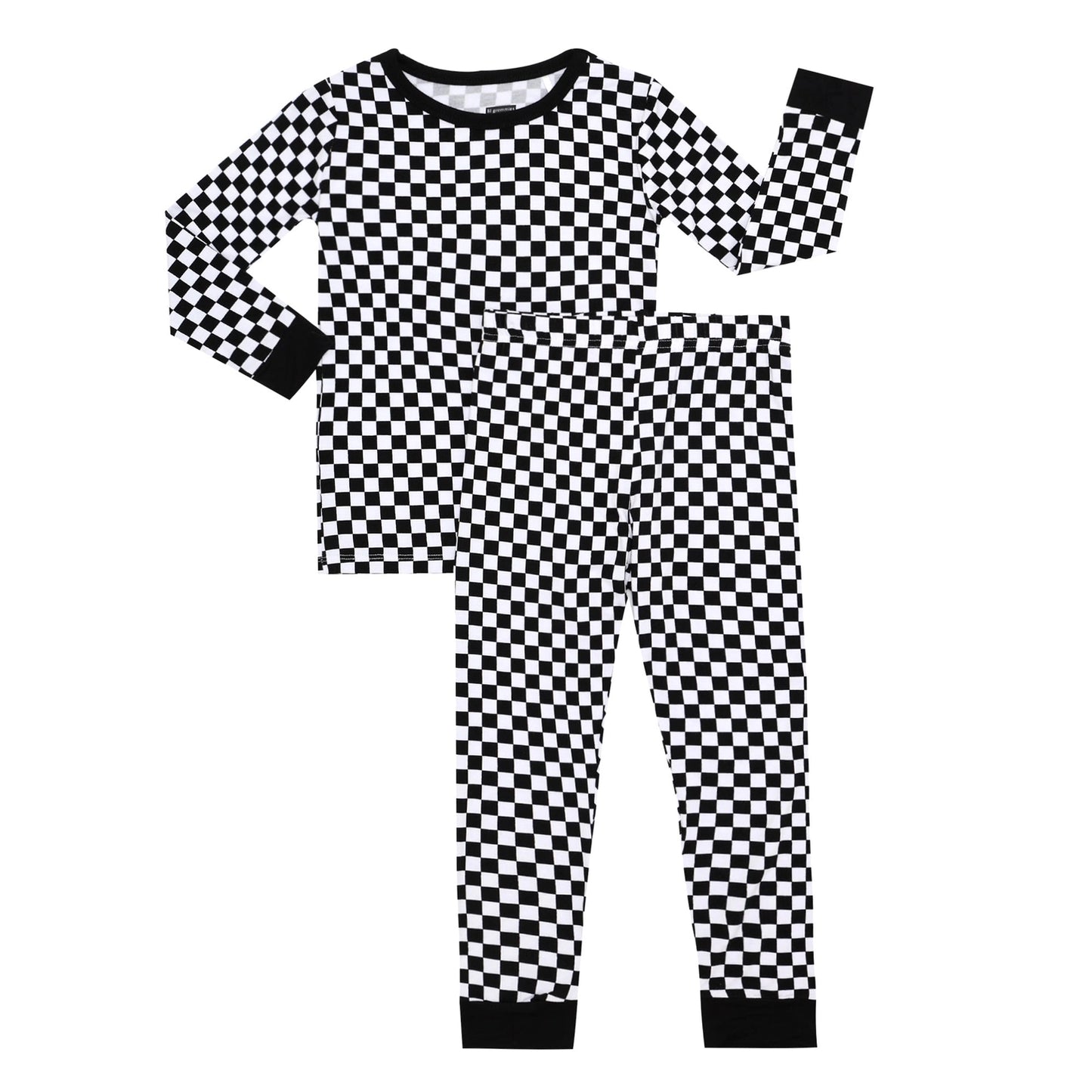 Black + White Checkered Bamboo Pajama Set