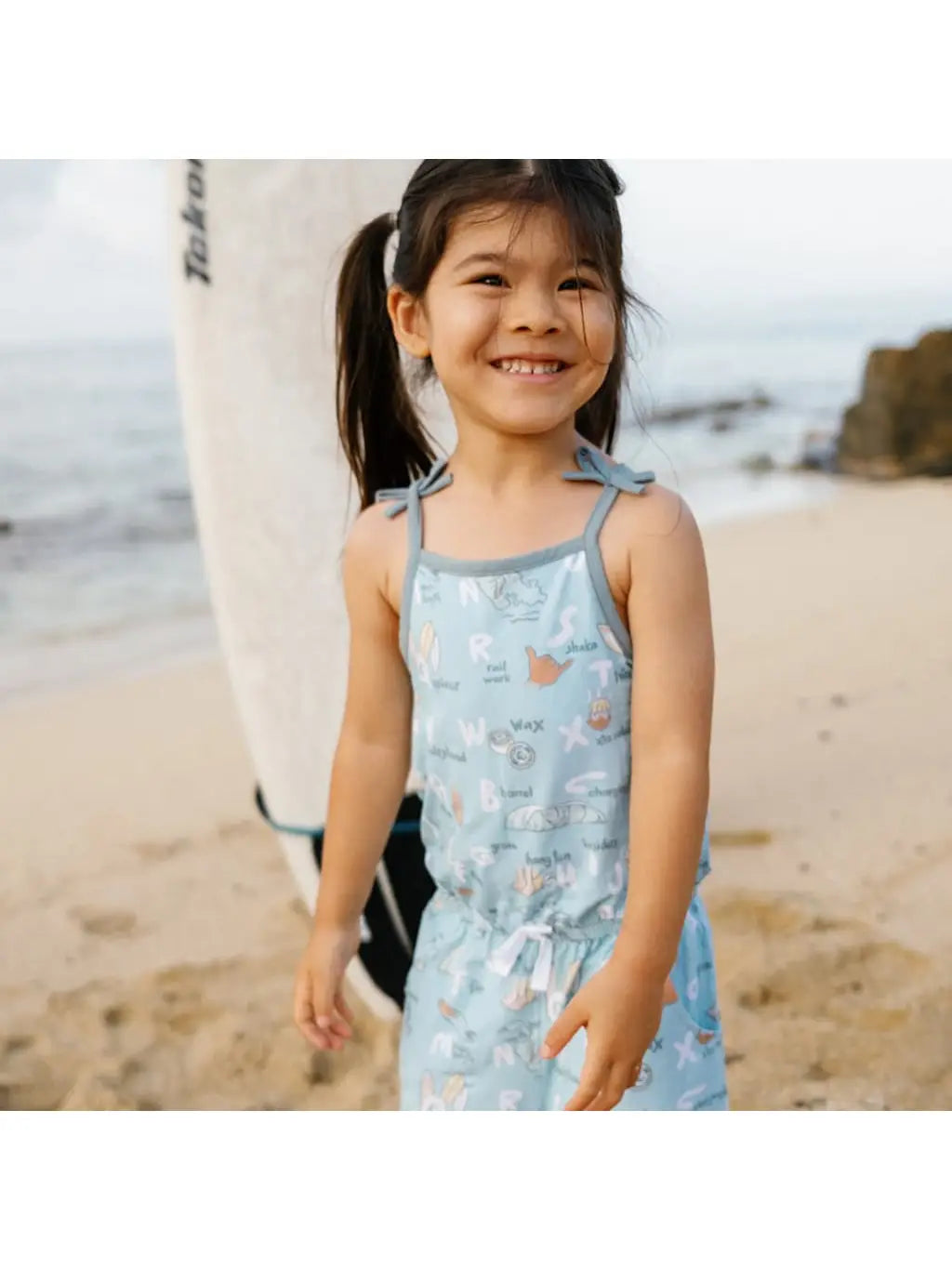 Surfing Alphabet Bamboo Girls Shortie Romper