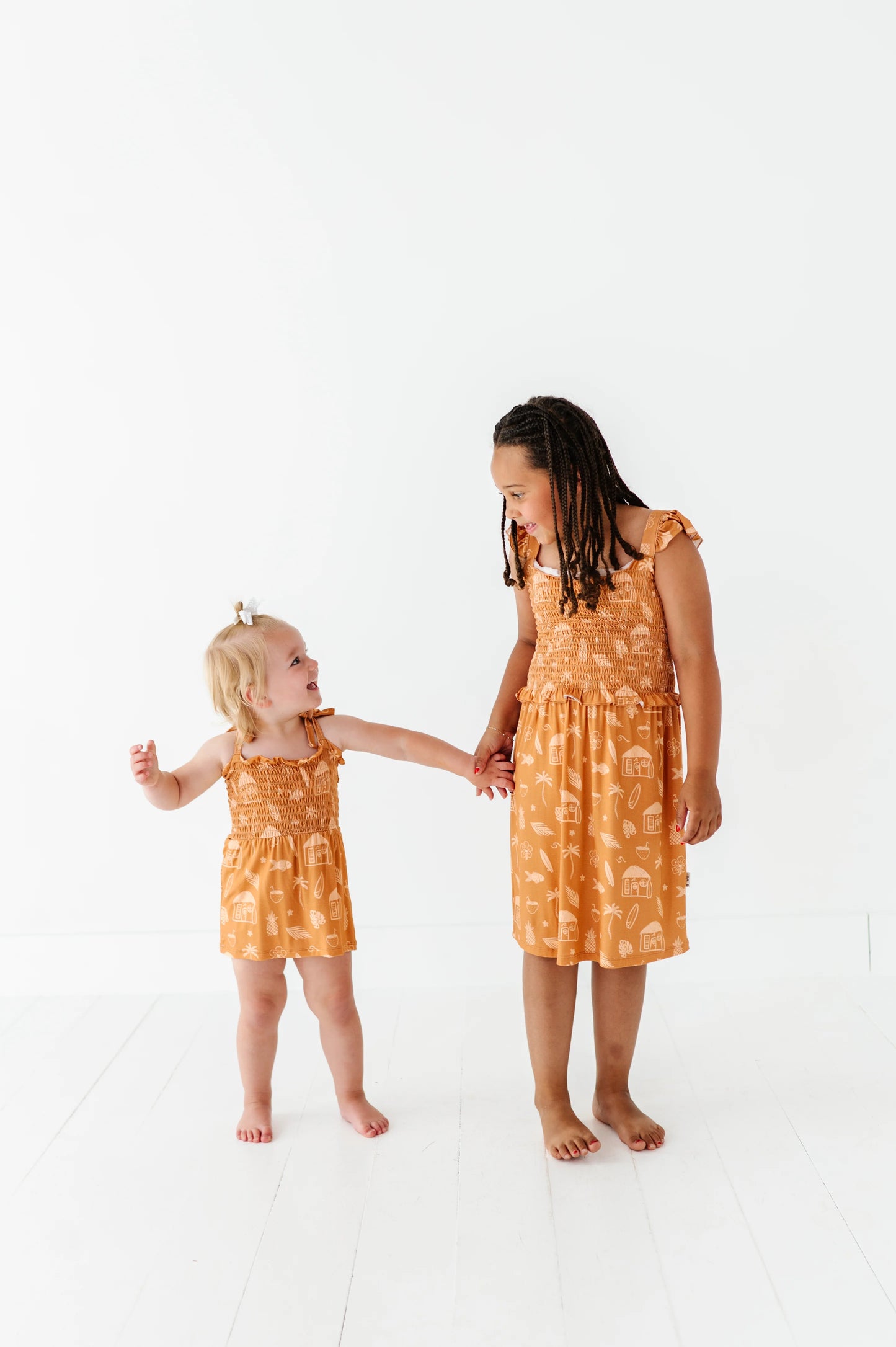 Tan Beach Smocked Bamboo Dress