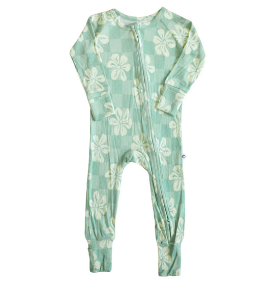 Hibiscus Ribbed Bamboo PJ Romper - Green