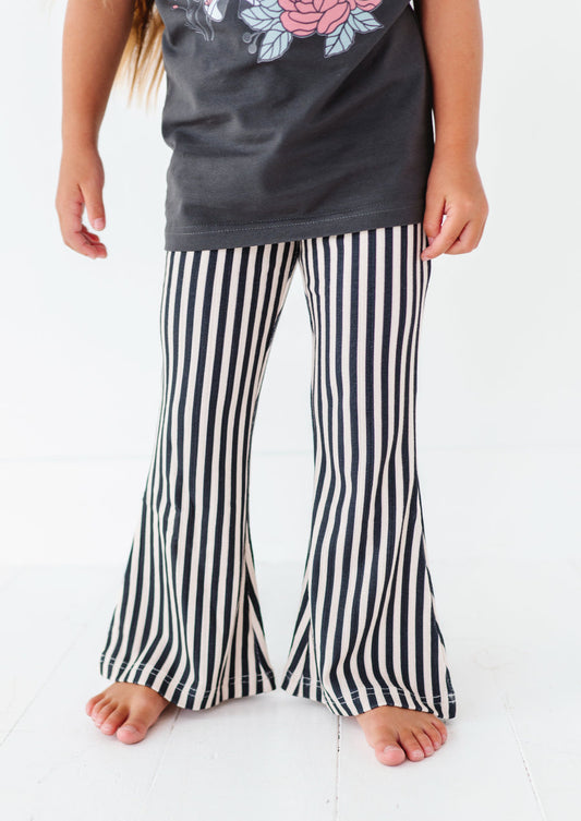 Vertical Black + White Stripe Rib Flares