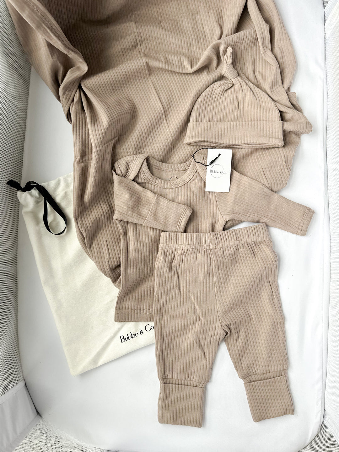 Organic Newborn Going Home Ribbed Set