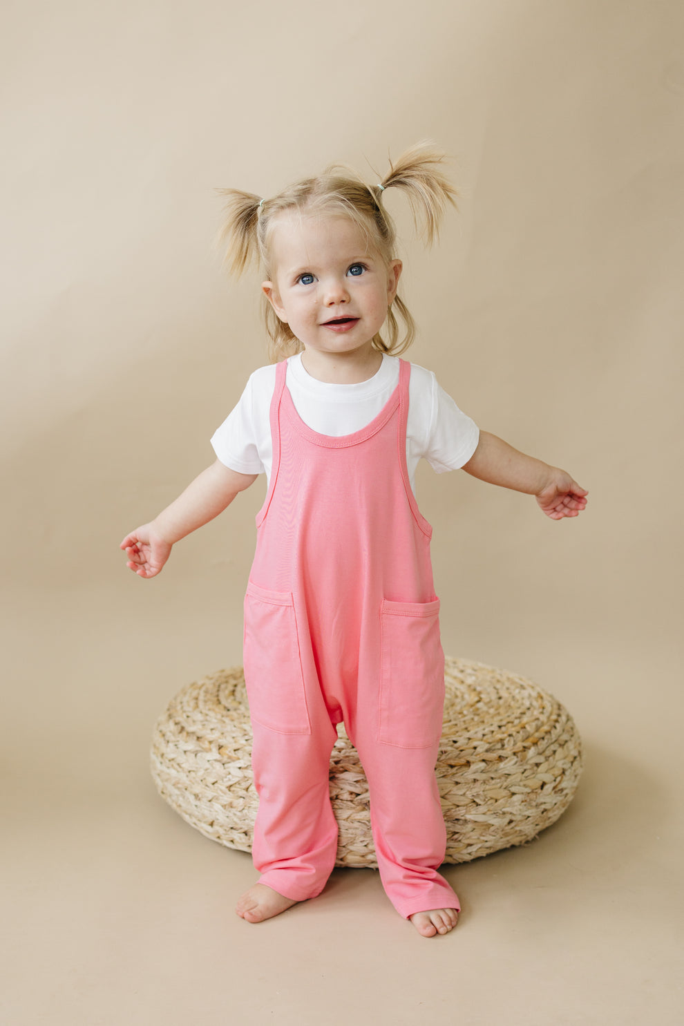 Bamboo Tank Romper - Bright Pink