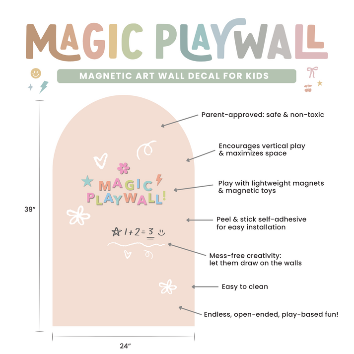 Magic Playwall - Arch Magnetic Wall Decal for Kids - Blush