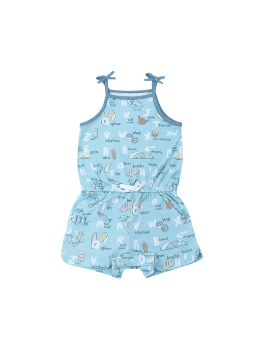 Surfing Alphabet Bamboo Girls Shortie Romper